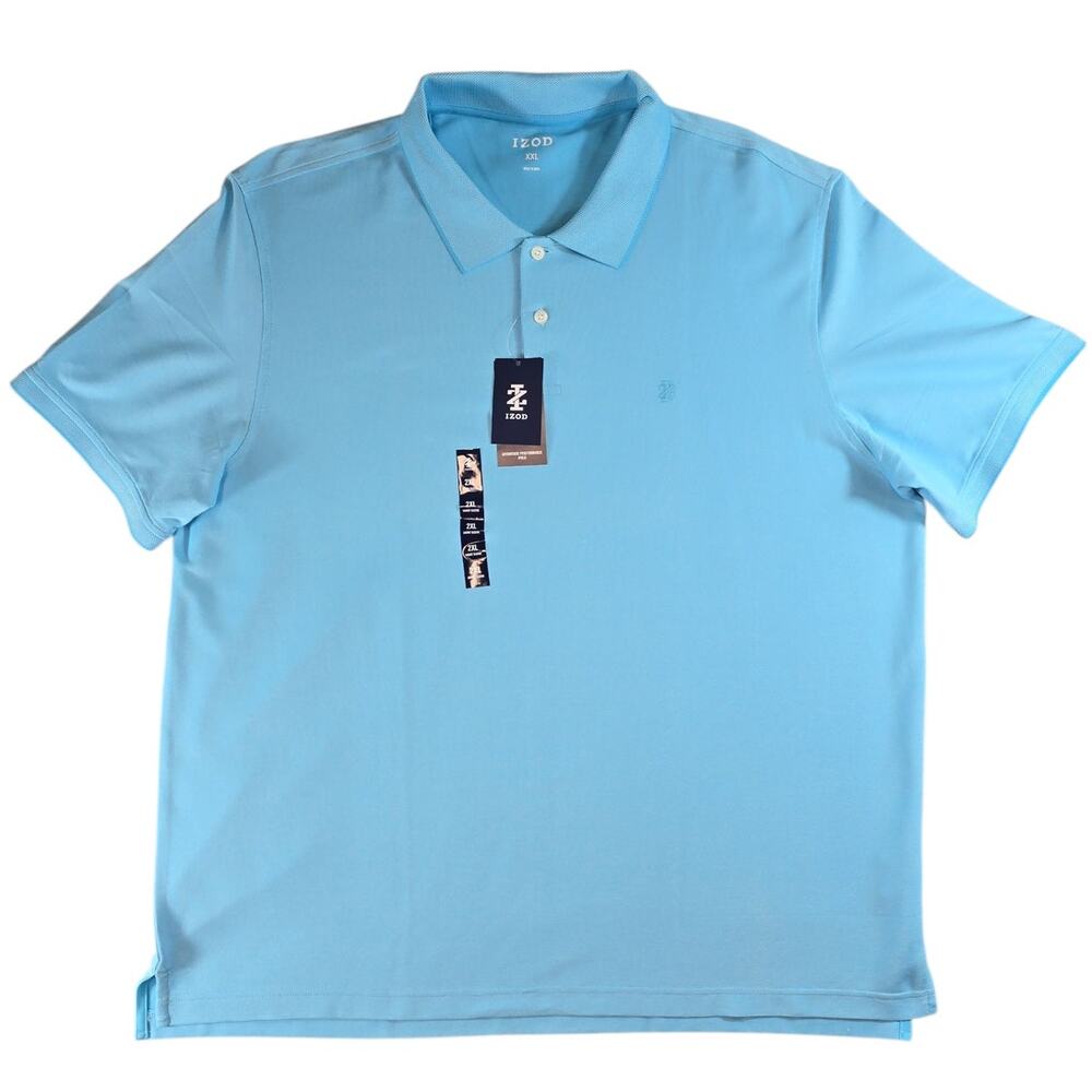 IZOD Performance Polo Shirt Mens XXL Teal Blue Golf UPF-15 Wicking Cotton Blend